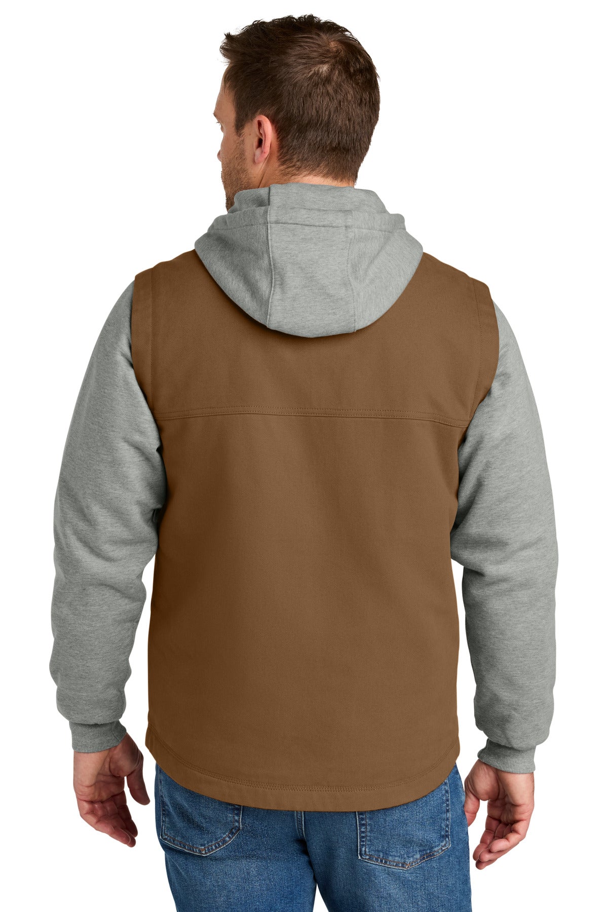 CornerStone Duck Fleece Full-Zip Hooded Jacket - Duck Brown/ Heather Grey
