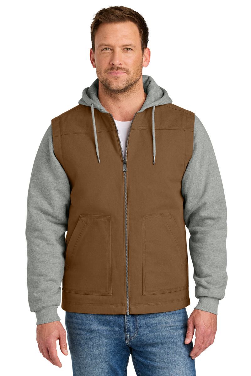 CornerStone Duck Fleece Full-Zip Hooded Jacket - Duck Brown/ Heather Grey