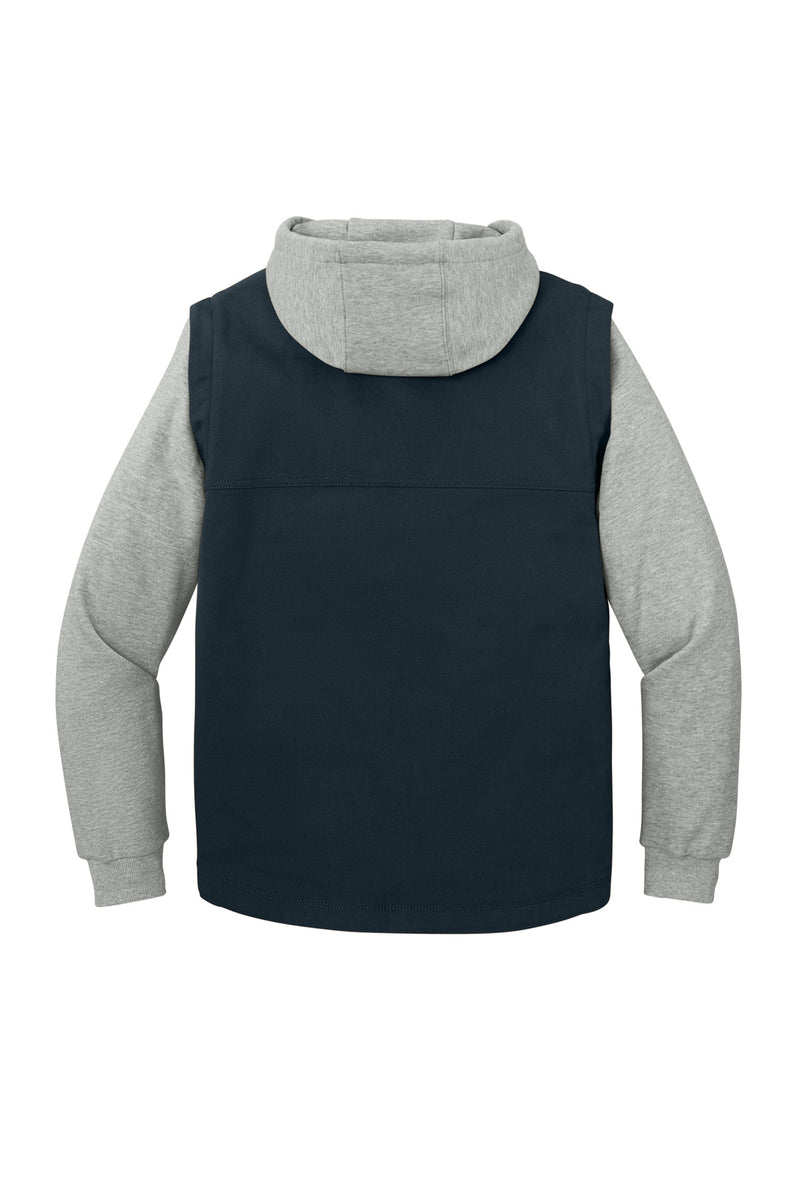CornerStone Duck Fleece Full-Zip Hooded Jacket - Navy/ Heather Grey