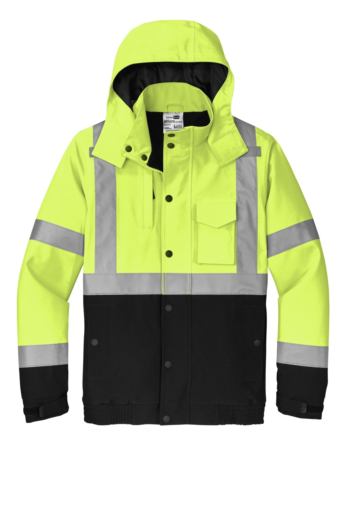 CornerStone ANSI 107 Class 3 Waterproof Insulated Ripstop Bomber Jacket - Safety Yellow