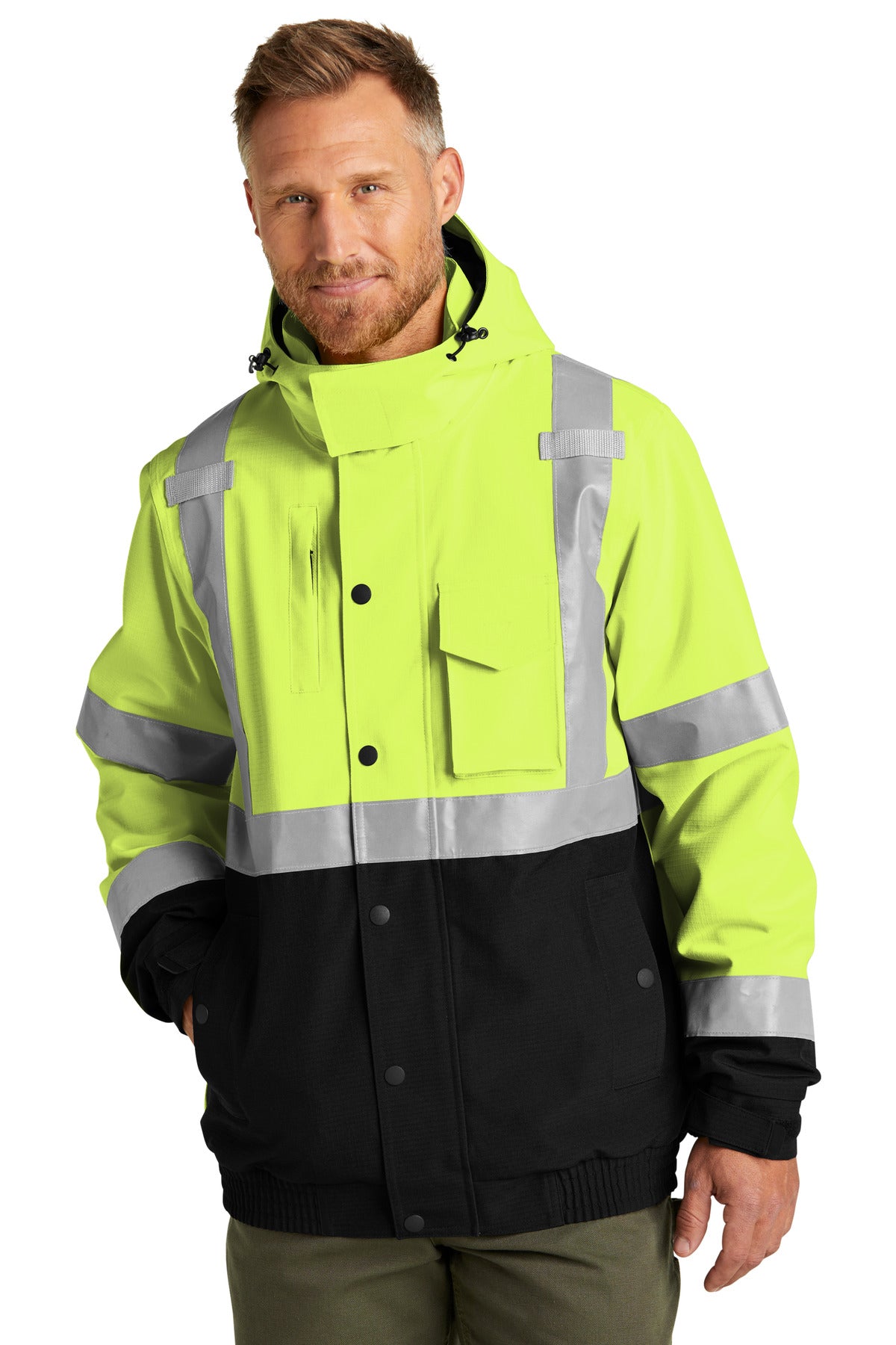 CornerStone ANSI 107 Class 3 Waterproof Insulated Ripstop Bomber Jacket - Safety Yellow