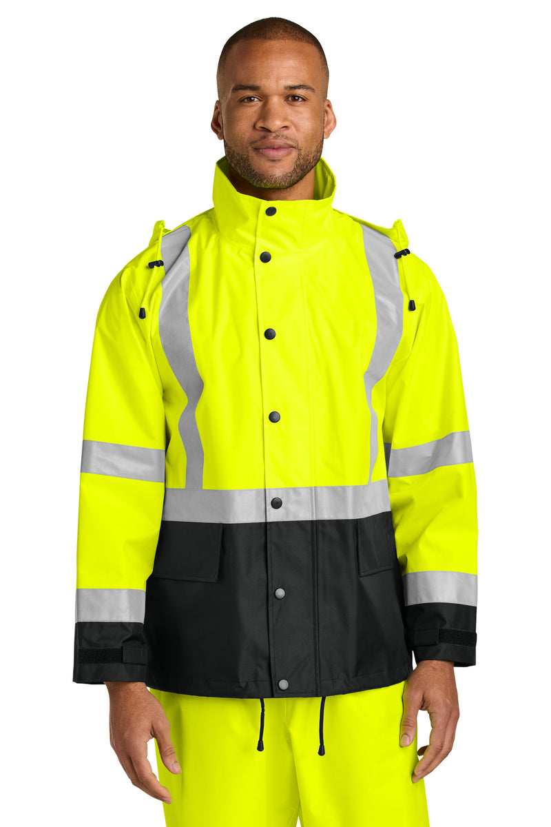 CornerStone ANSI 107 Class 3 Rain Jacket - Safety Yellow/ Black