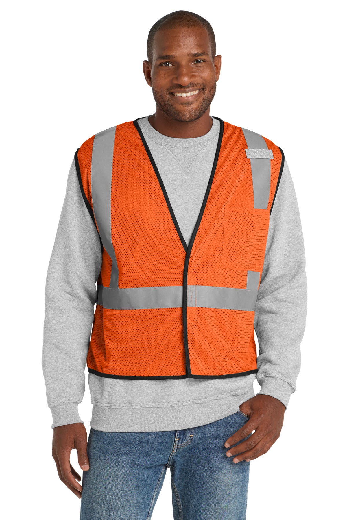 CornerStone  ANSI 107 Class 2 Economy Mesh One-Pocket Vest - Safety Orange