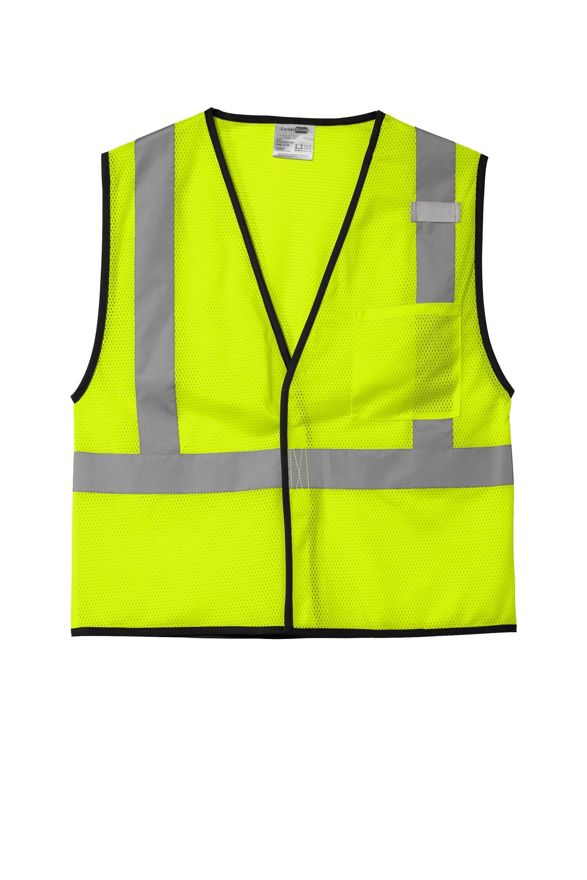 CornerStone  ANSI 107 Class 2 Economy Mesh One-Pocket Vest - Safety Yellow