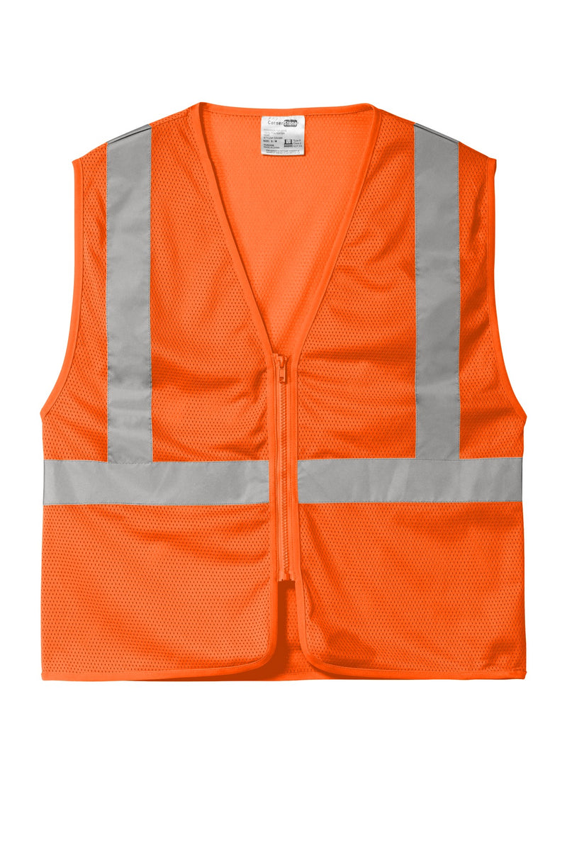 CornerStone  ANSI 107 Class 2 Economy Mesh Zippered Vest - Safety Orange