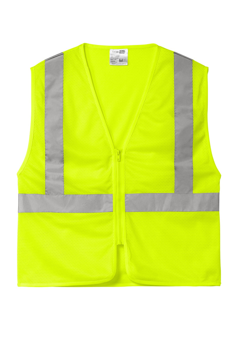 CornerStone  ANSI 107 Class 2 Economy Mesh Zippered Vest - Safety Yellow
