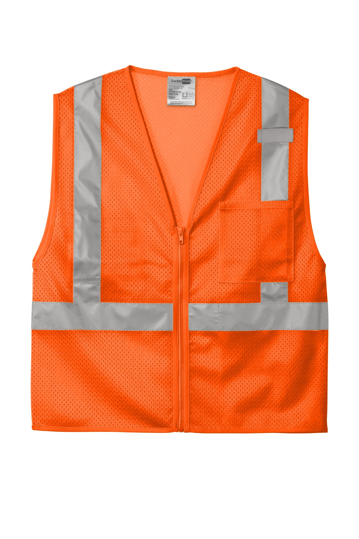 CornerStone  ANSI 107 Class 2 Mesh Zippered Vest - Safety Orange