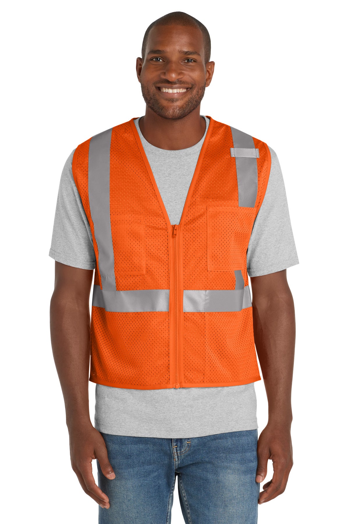 CornerStone  ANSI 107 Class 2 Mesh Zippered Vest - Safety Orange
