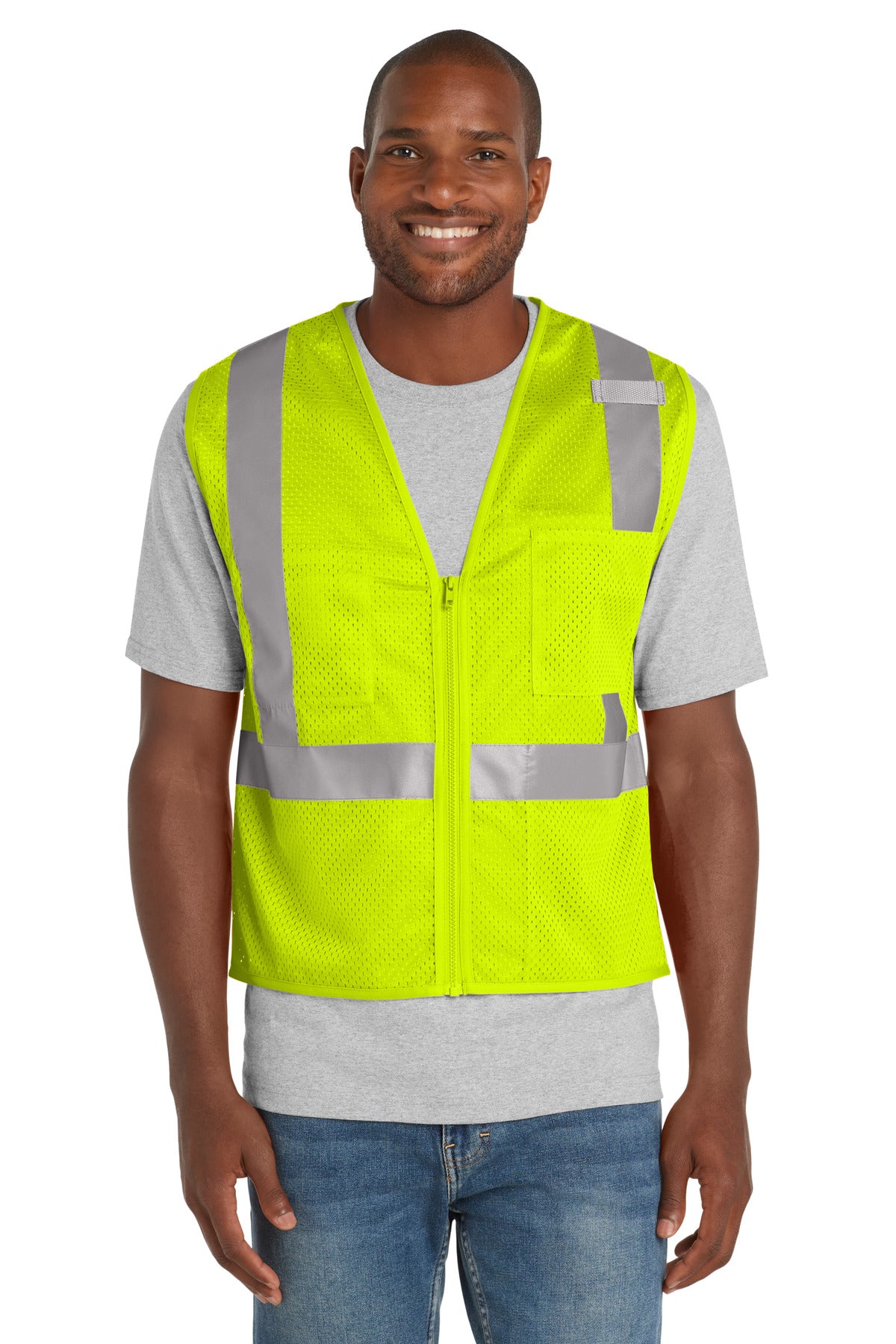 CornerStone  ANSI 107 Class 2 Mesh Zippered Vest - Safety Yellow