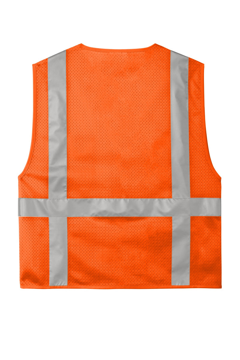 CornerStone  ANSI 107 Class 2 Mesh Six-Pocket Zippered Vest - Safety Orange