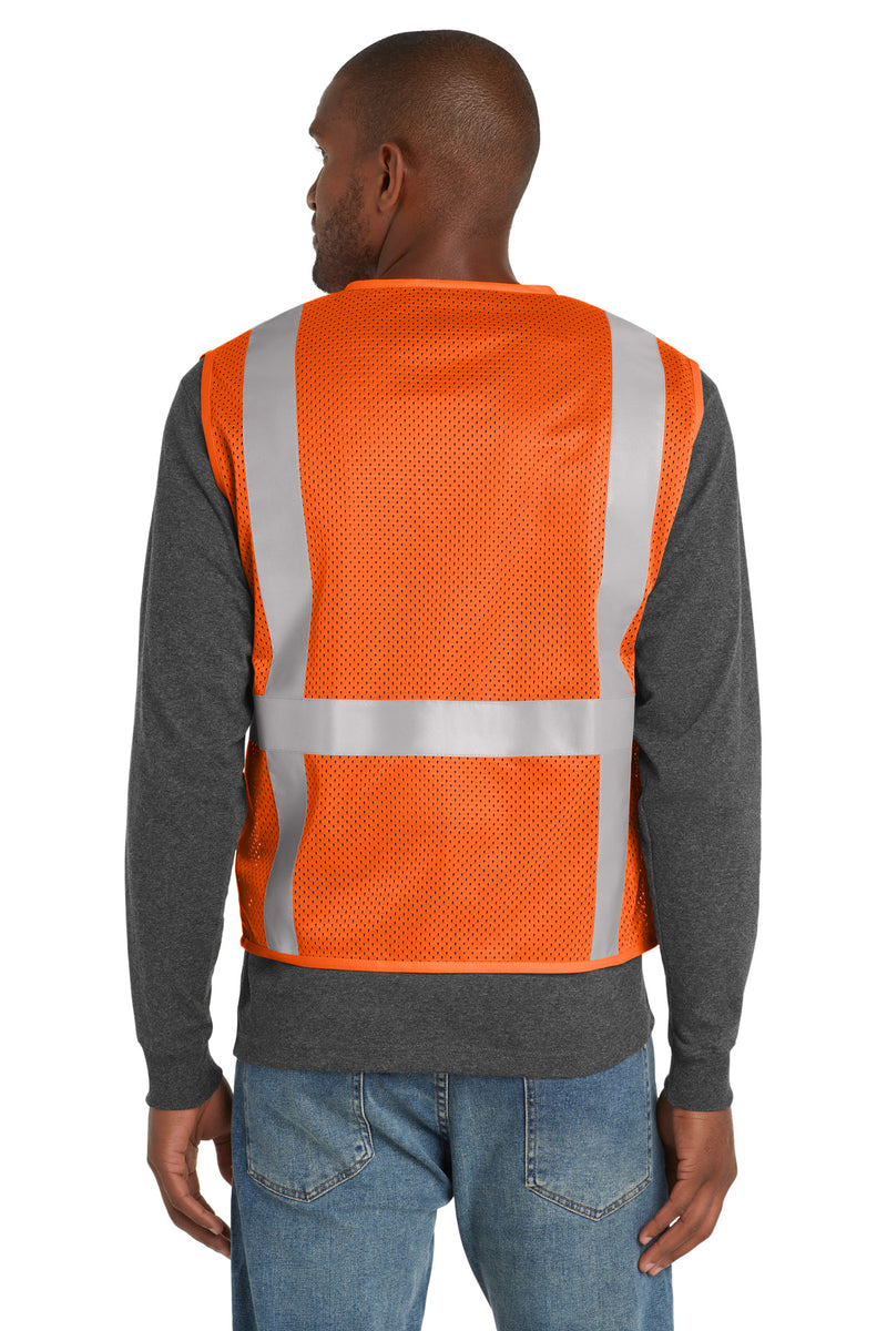 CornerStone  ANSI 107 Class 2 Mesh Six-Pocket Zippered Vest - Safety Orange