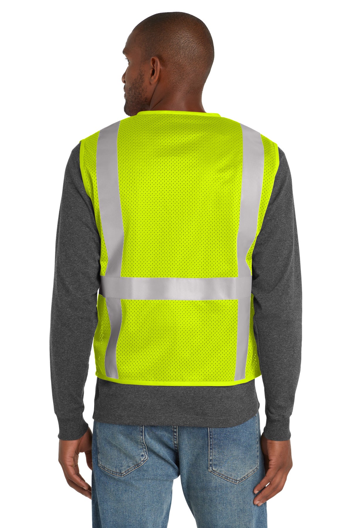 CornerStone  ANSI 107 Class 2 Mesh Six-Pocket Zippered Vest - Safety Yellow