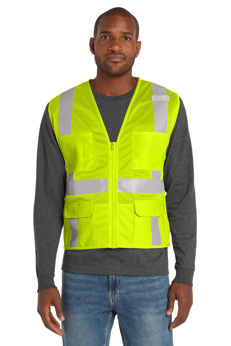 CornerStone  ANSI 107 Class 2 Mesh Six-Pocket Zippered Vest - Safety Yellow