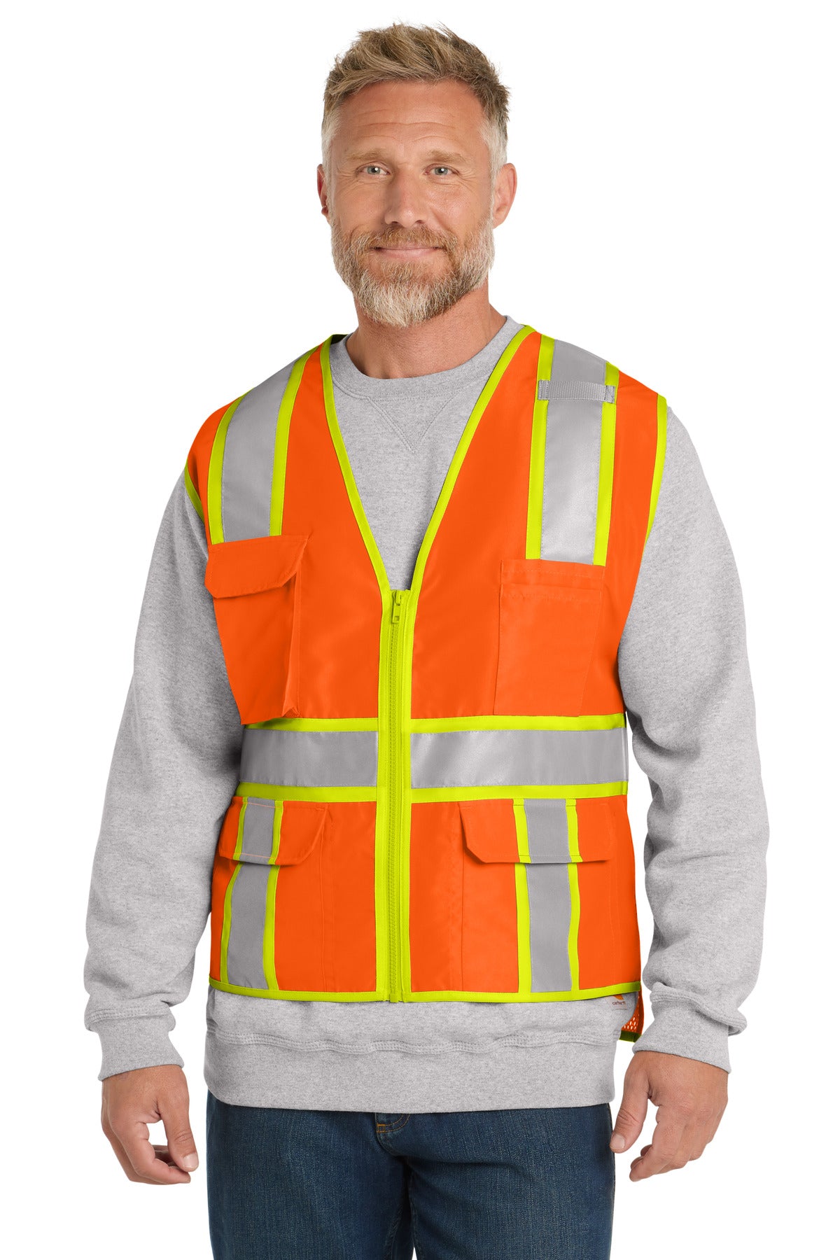 CornerStone  ANSI 107 Class 2 Surveyor Zippered Two-Tone Vest - Safety Orange