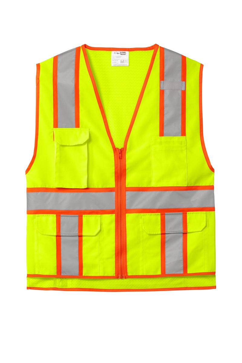 CornerStone  ANSI 107 Class 2 Surveyor Zippered Two-Tone Vest - Safety Yellow