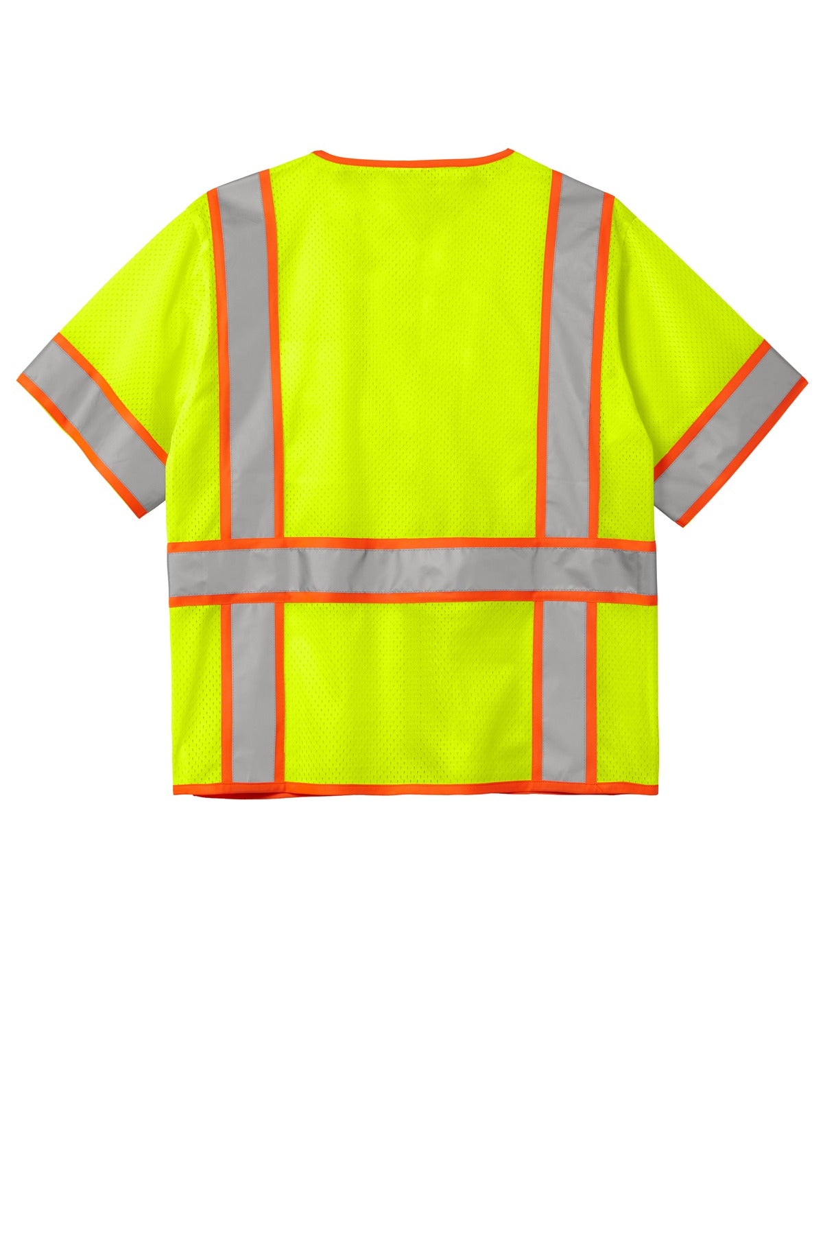 CornerStone  ANSI 107 Class 3 Surveyor Mesh Zippered Two-Tone Short Sleeve Vest - Safety Yellow