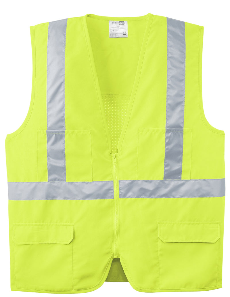 CornerStone - ANSI 107 Class 2 Mesh Back Safety Vest - Safety Yellow