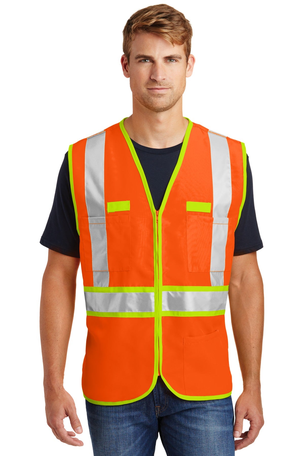 CornerStone - ANSI 107 Class 2 Dual-Color Safety Vest - Safety Orange/ Safety Yellow