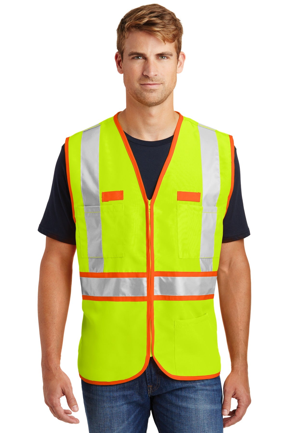 CornerStone - ANSI 107 Class 2 Dual-Color Safety Vest - Safety Yellow/ Safety Orange