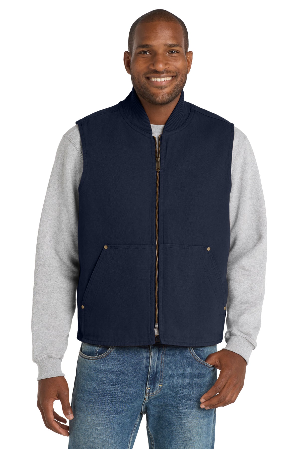 CornerStone Washed Duck Cloth Vest - Navy