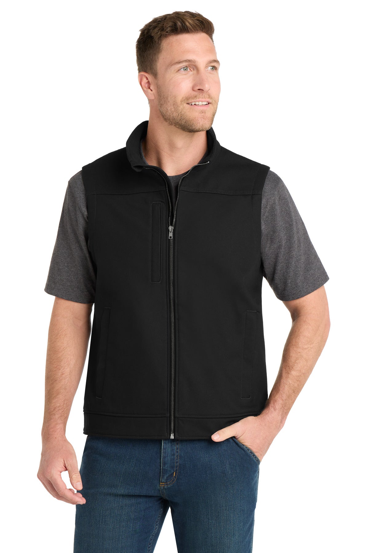 CornerStone Duck Bonded Soft Shell Vest - Black