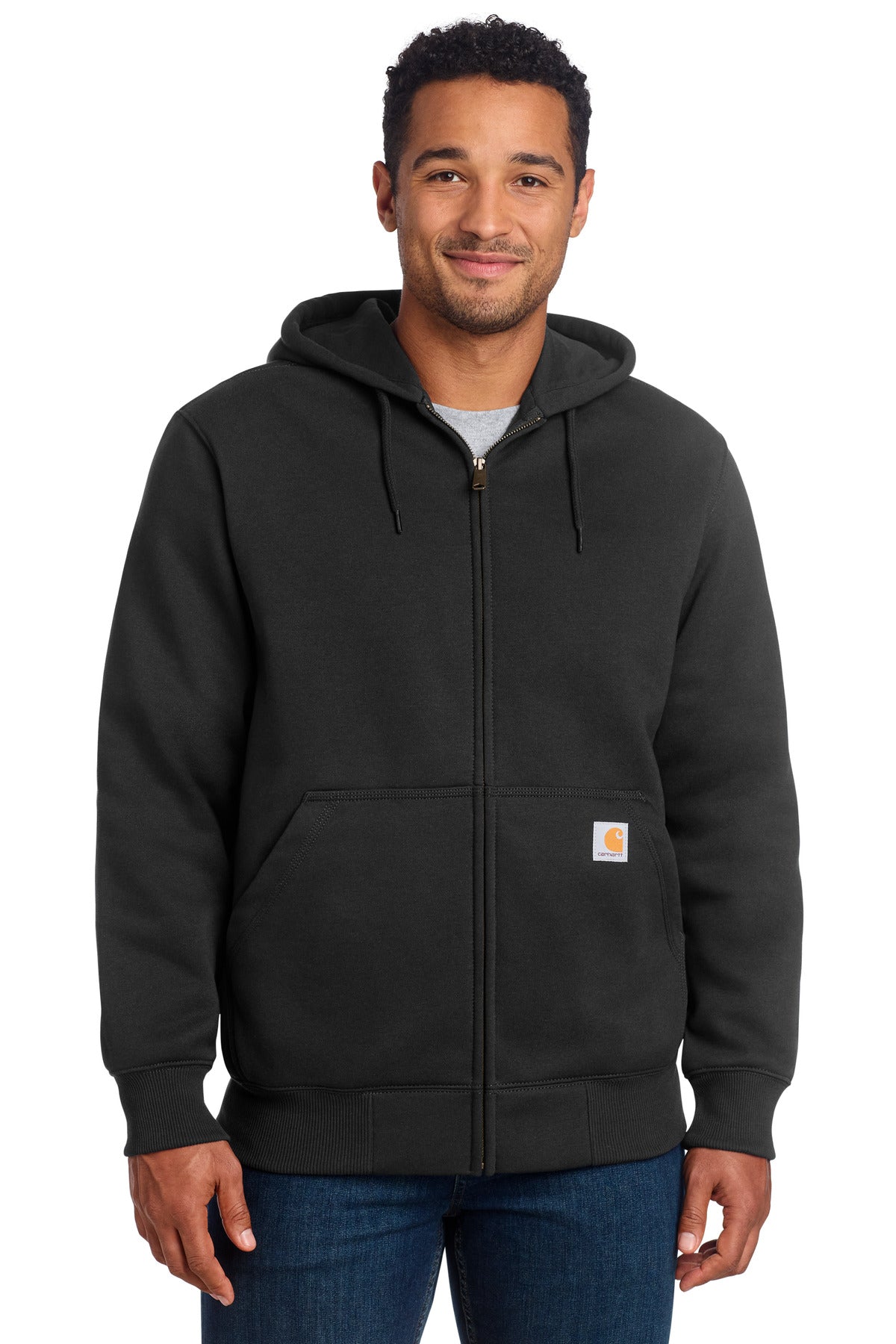 Carhartt Rain Defender Paxton Heavyweight Hooded Zip-Front Sweatshirt - Black