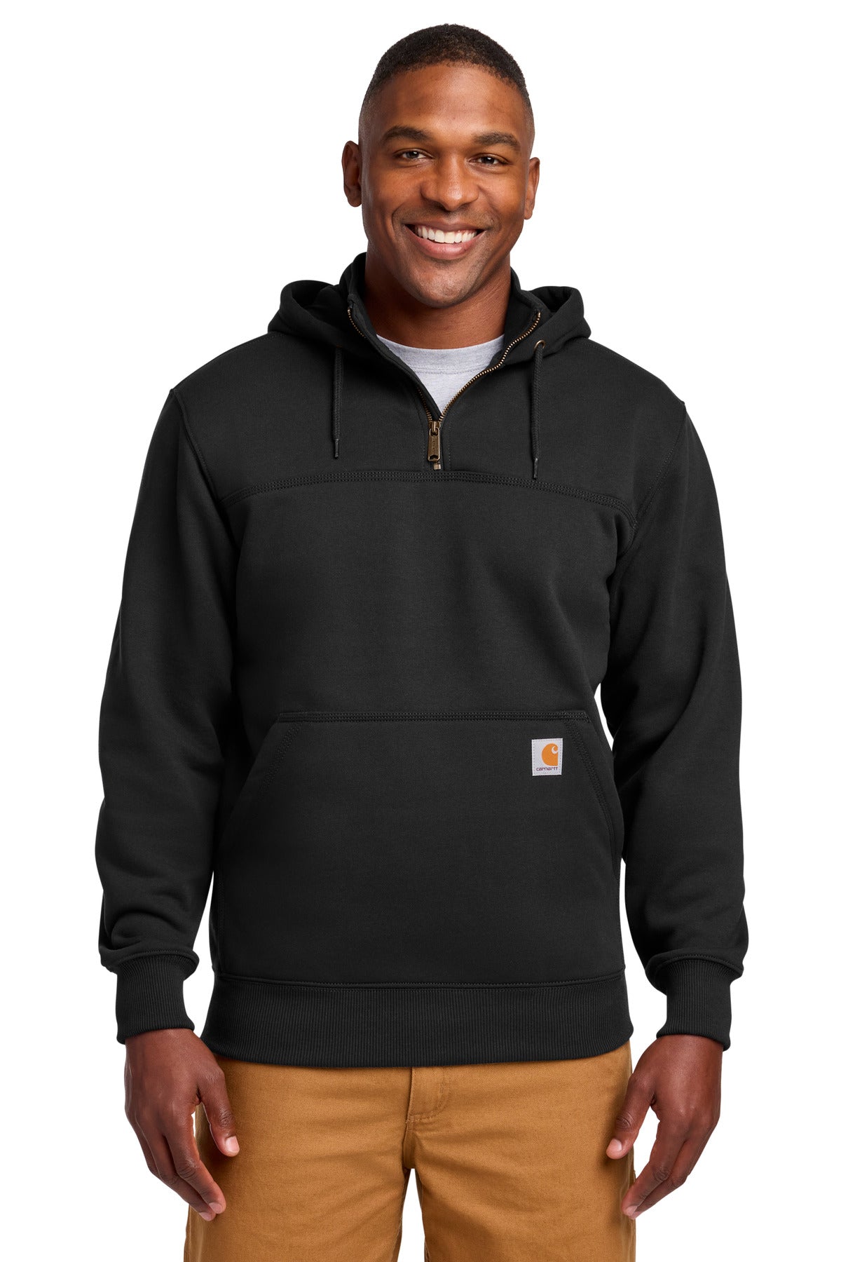 Carhartt Rain Defender Paxton Heavyweight Hooded Zip Mock Sweatshirt - Black