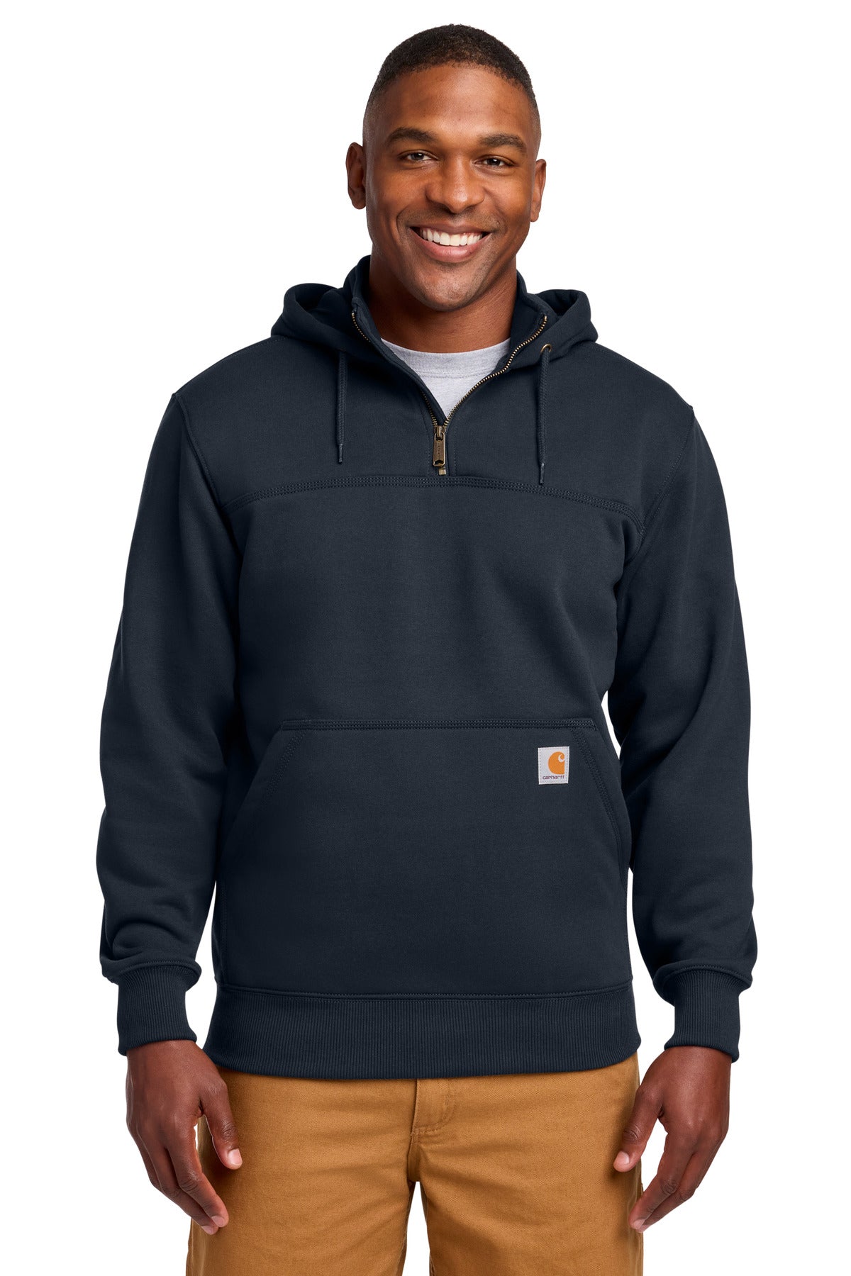 Carhartt Rain Defender Paxton Heavyweight Hooded Zip Mock Sweatshirt - New Navy