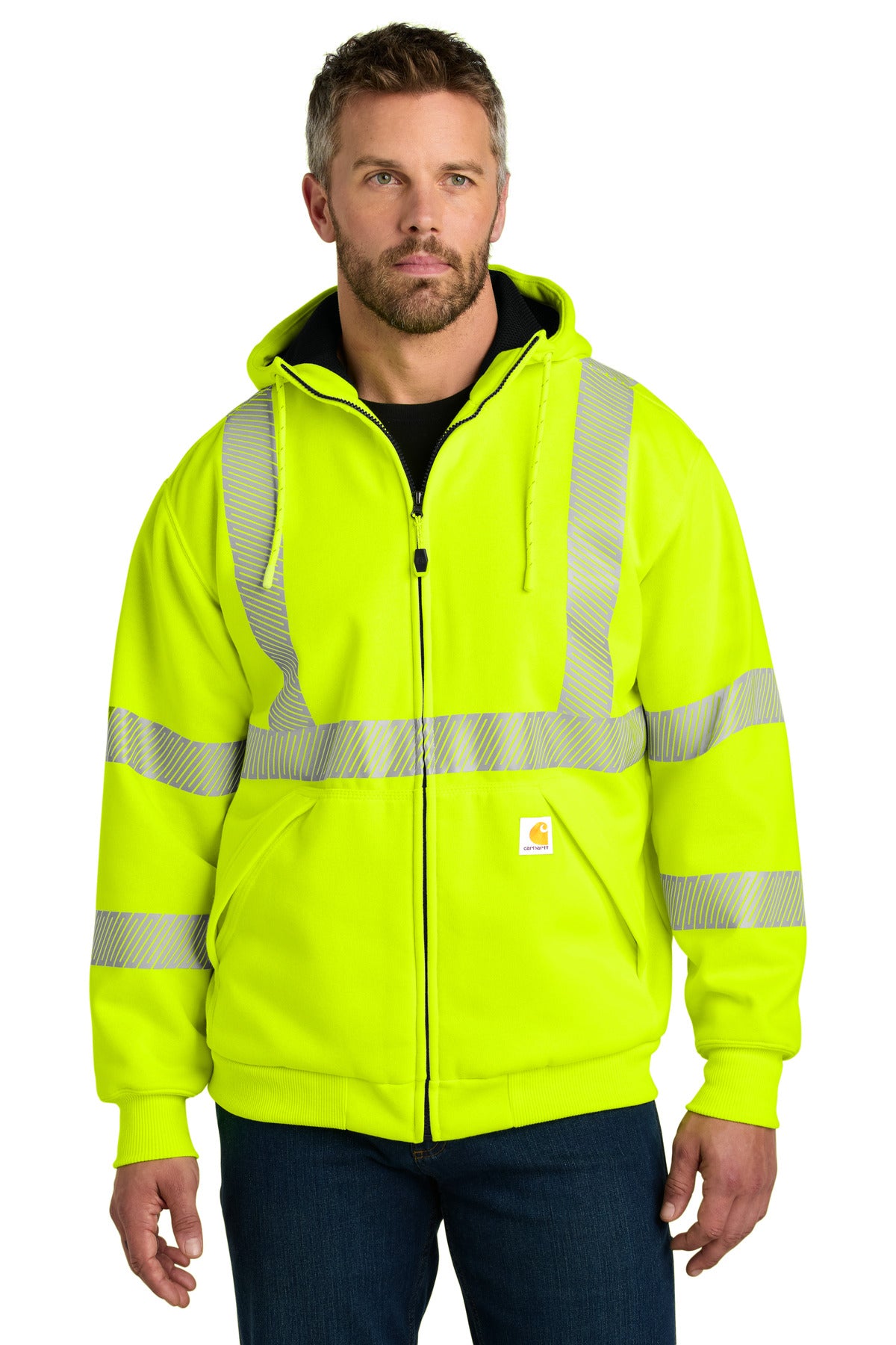 Carhartt ANSI 107 Class 3 Lined Full-Zip Sweatshirt - Brite Lime