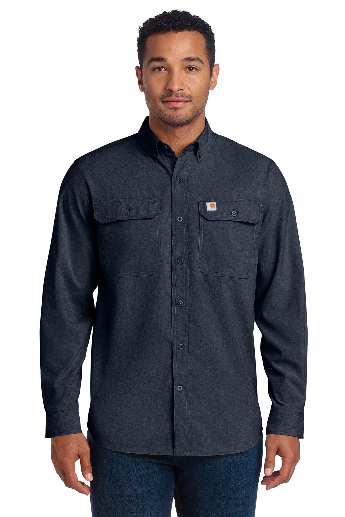 Carhartt Force Solid Long Sleeve Shirt - Navy