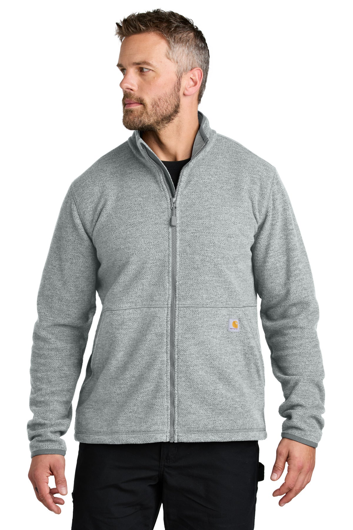 Carhartt Textured Full-Zip Fleece Jacket - Heather Grey