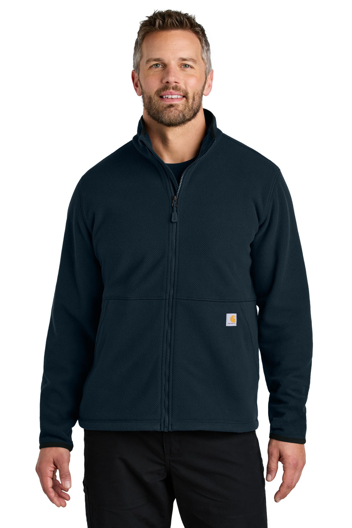 Carhartt Textured Full-Zip Fleece Jacket - Navy