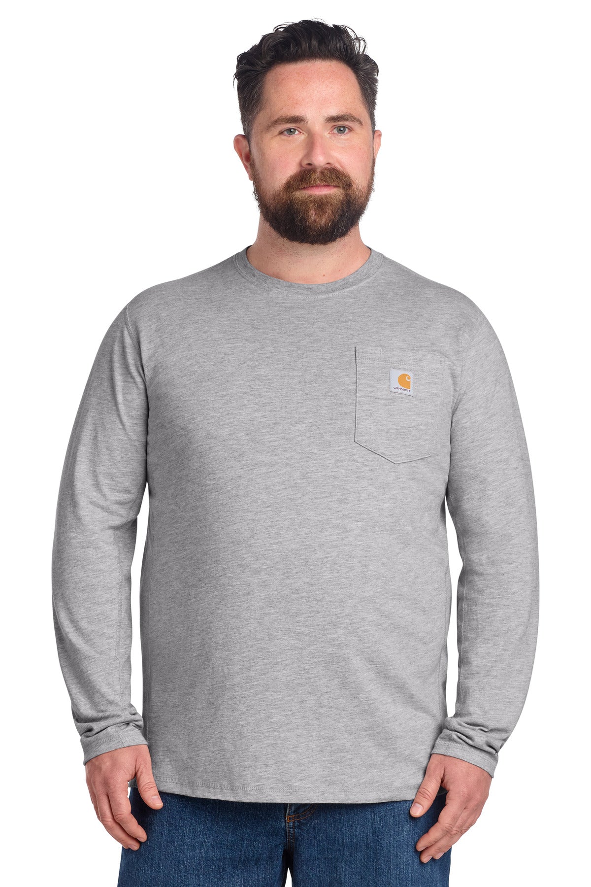 Carhartt Force Long Sleeve Pocket T-Shirt - Heather Grey