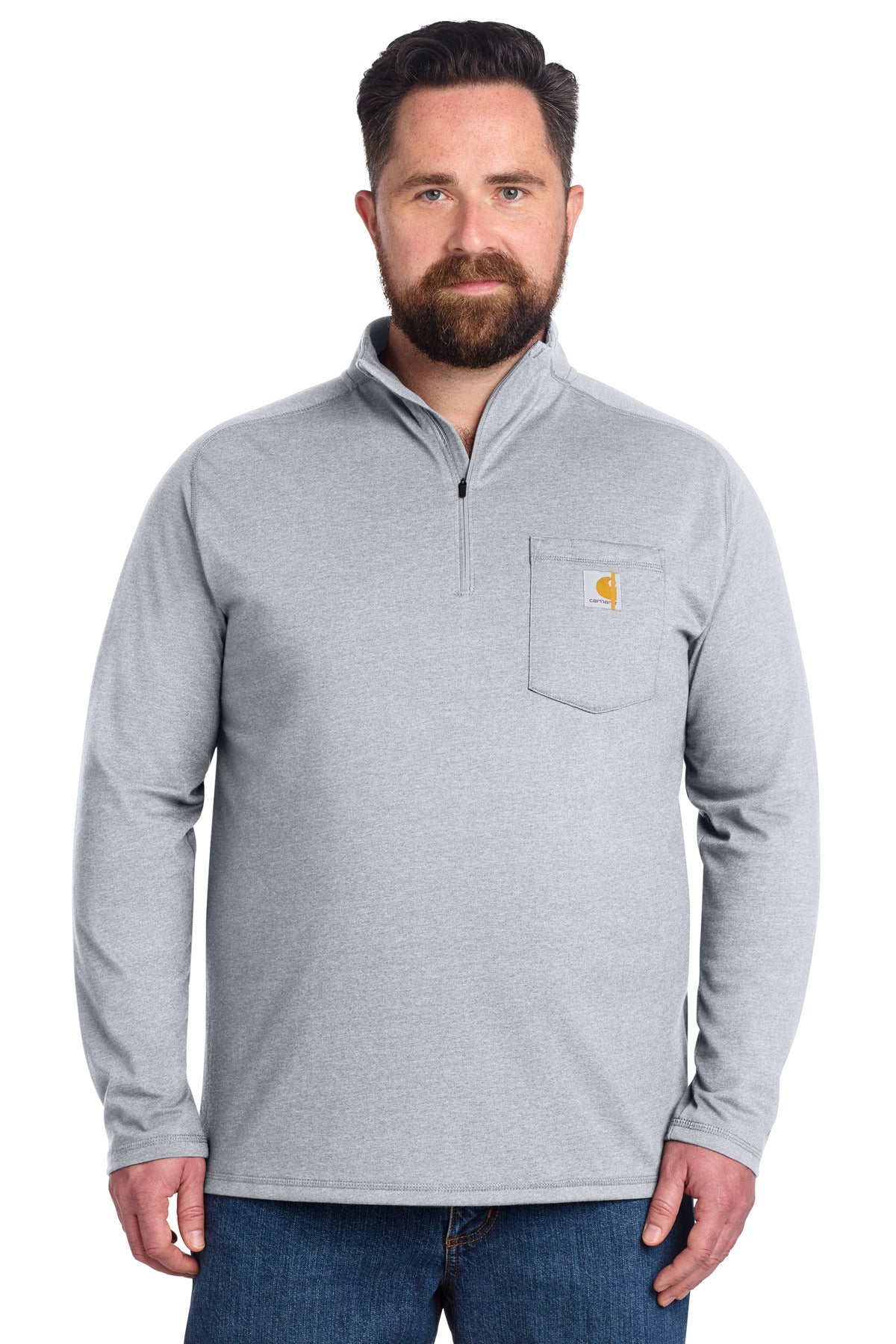 Carhartt Force 1/4-Zip Long Sleeve T-Shirt - Heather Grey
