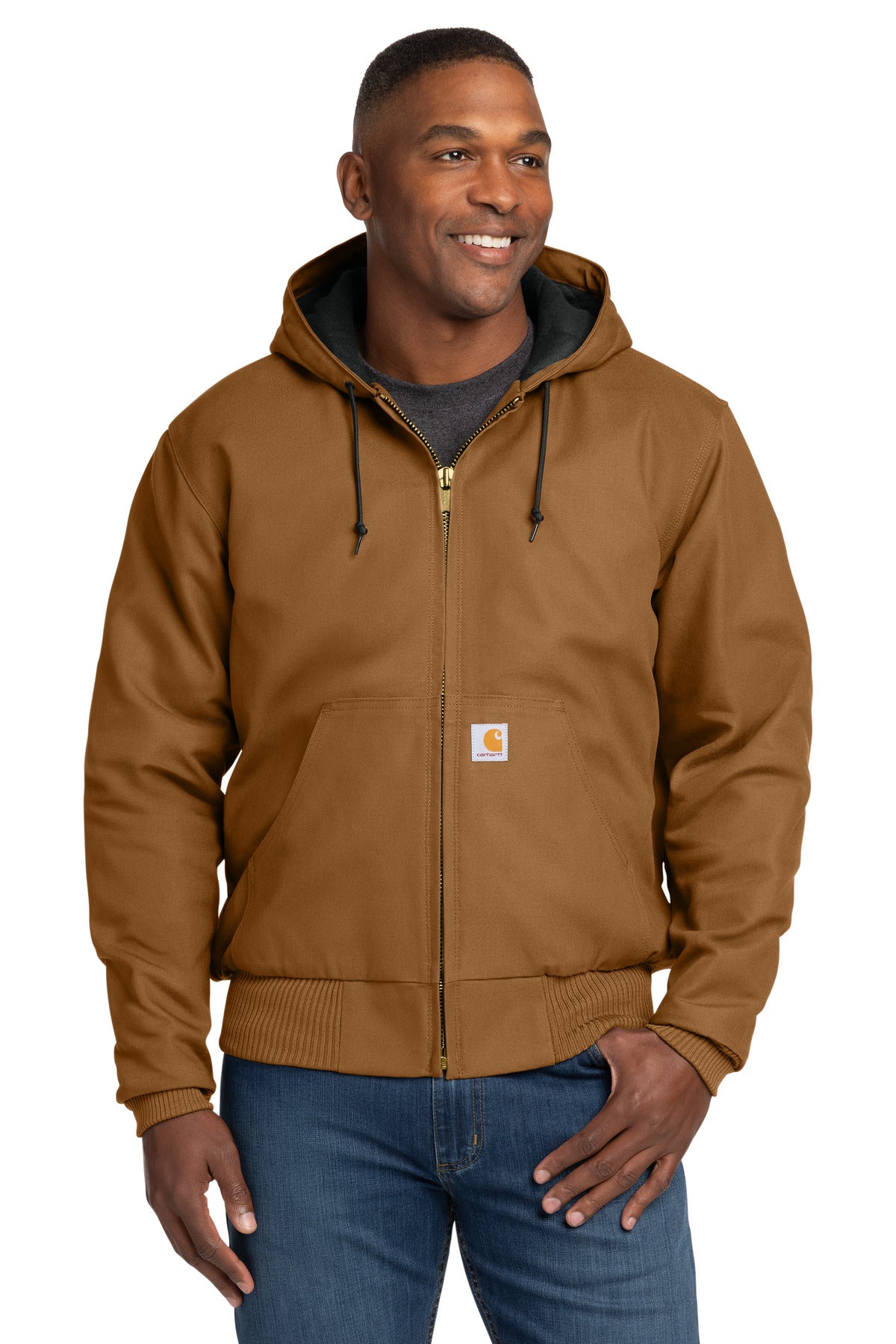 Carhartt Quilted-Flanne-Lined Duck Active Jac - Carhartt Brown