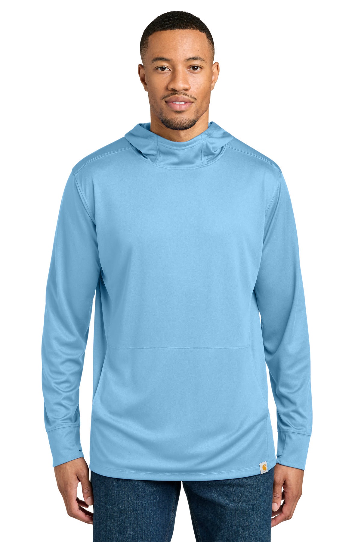 Carhartt Force Sun Defender Long Sleeve Hooded T-Shirt - Fresh Water Blue