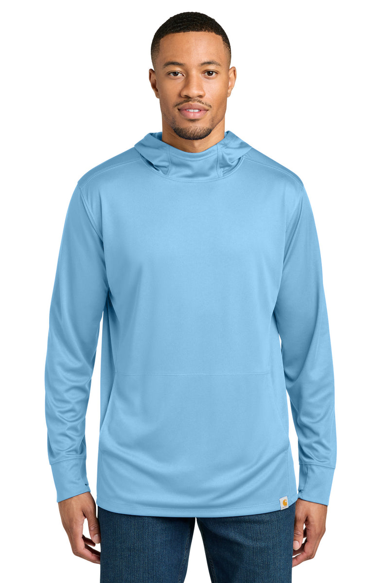 Carhartt Force Sun Defender Long Sleeve Hooded T-Shirt - Fresh Water Blue