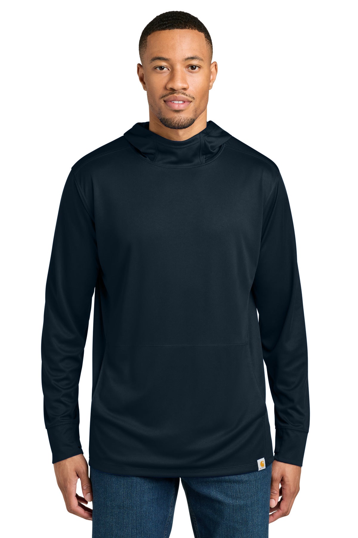 Carhartt Force Sun Defender Long Sleeve Hooded T-Shirt - Navy