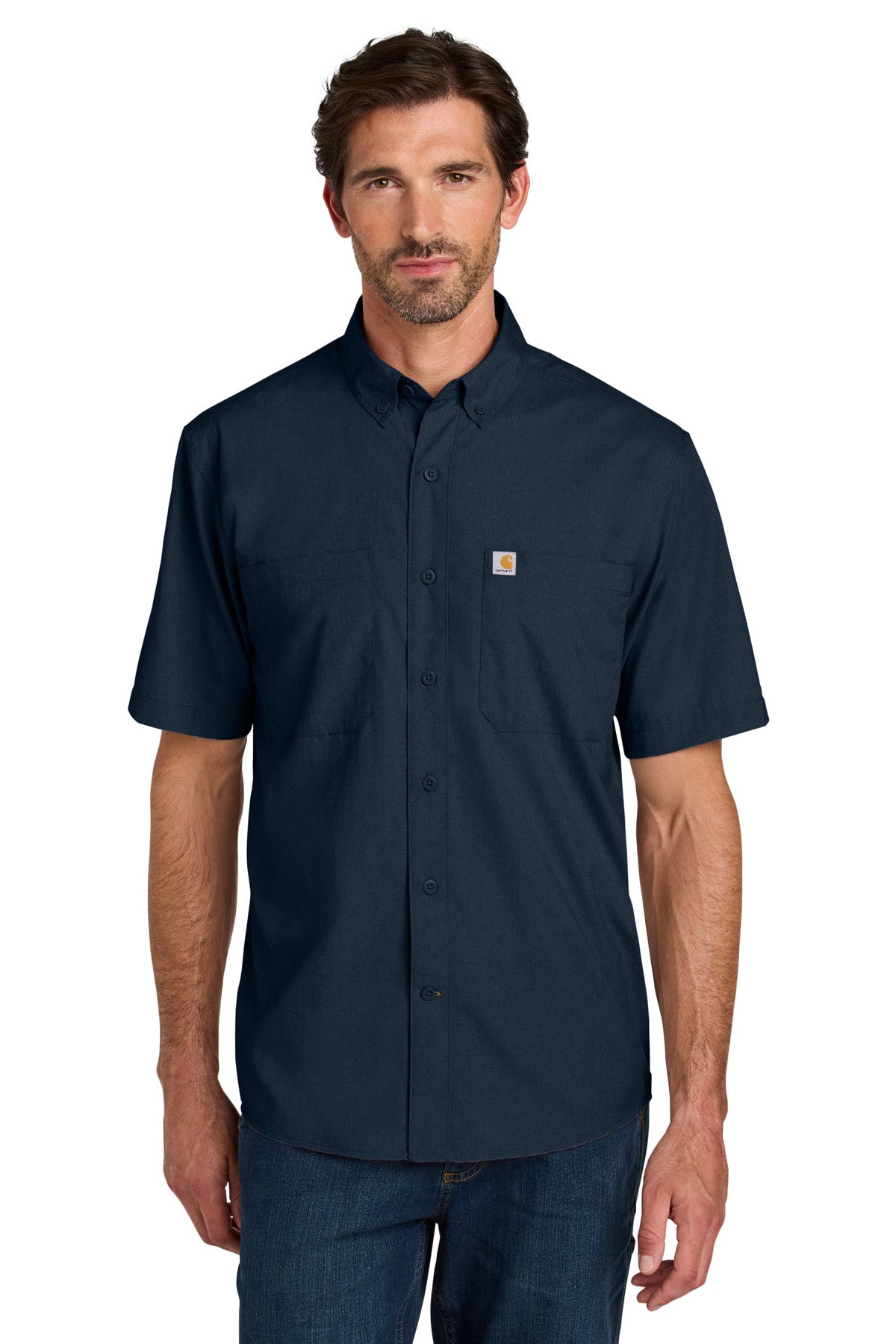 Carhartt Force Sun Defender Short Sleeve Shirt - Navy