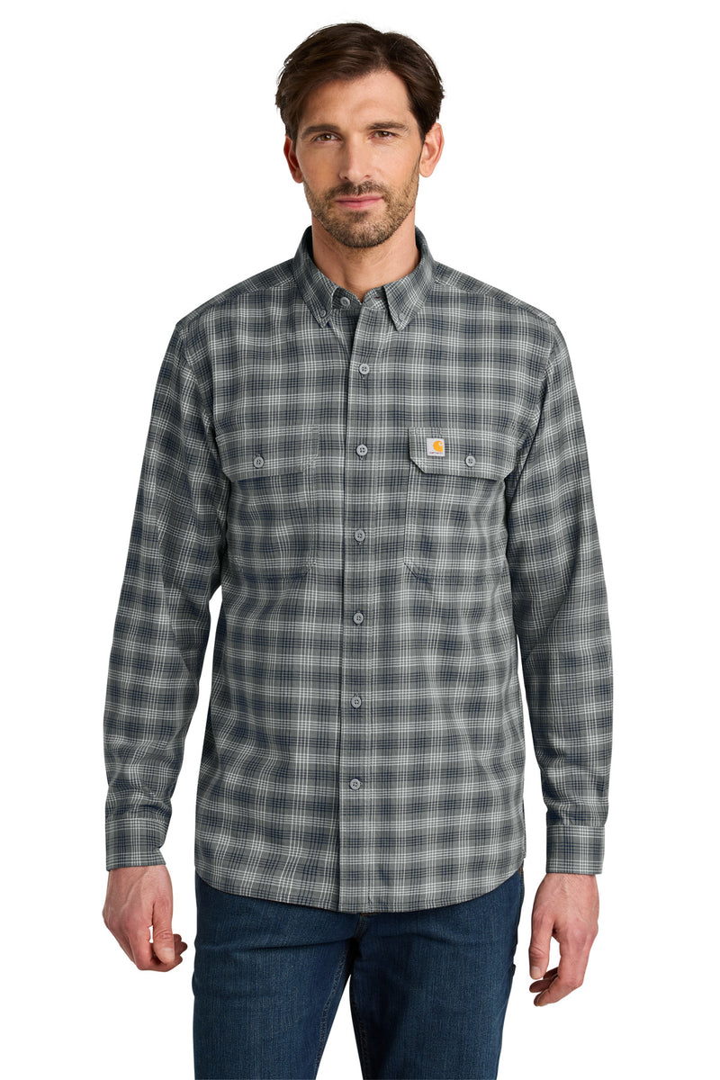 Carhartt Rugged Flex Plaid Long Sleeve Shirt - Plaid Steel Navy