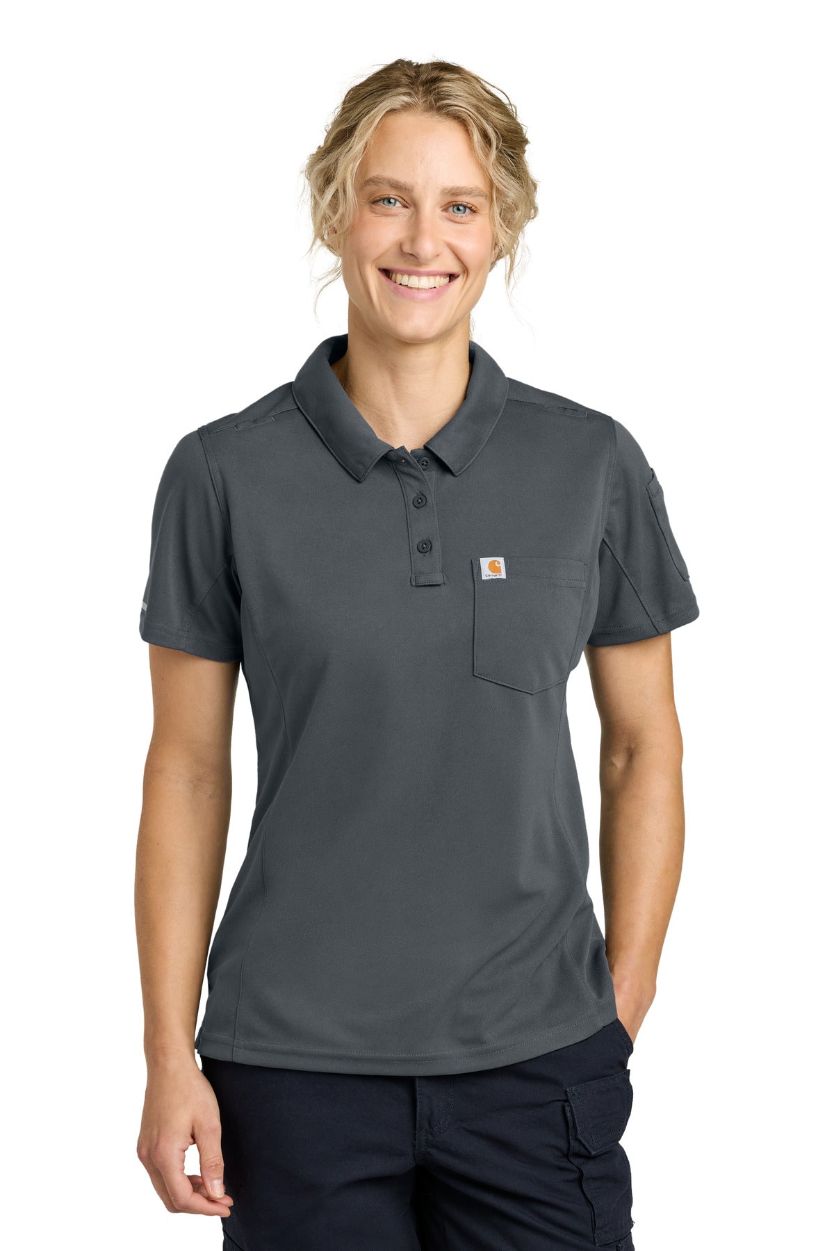 Carhartt Women's FLD & RSCU Polo - Pewter