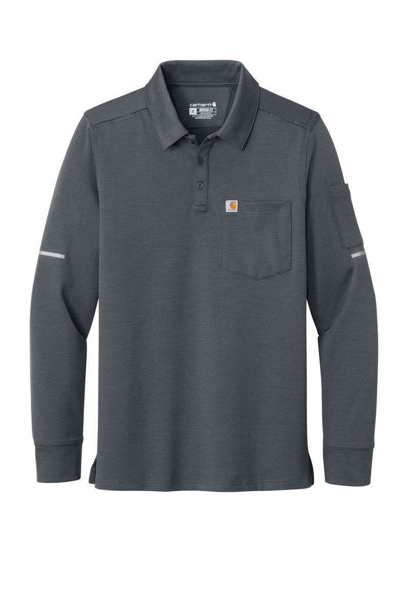 Carhartt FLD & RSCU Long Sleeve Polo - Pewter