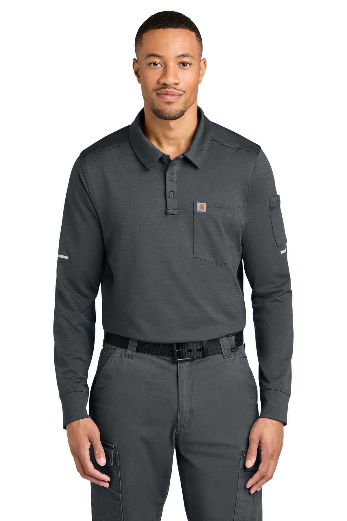 Carhartt FLD & RSCU Long Sleeve Polo - Pewter