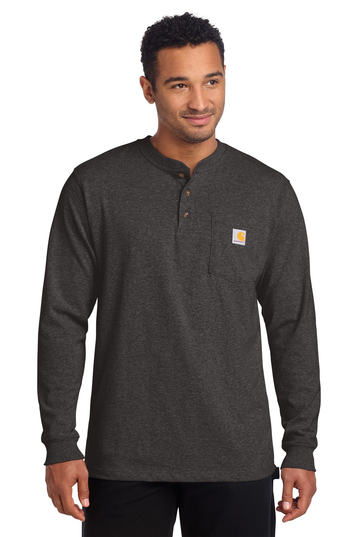 Carhartt Long Sleeve Henley T-Shirt - Carbon Heather