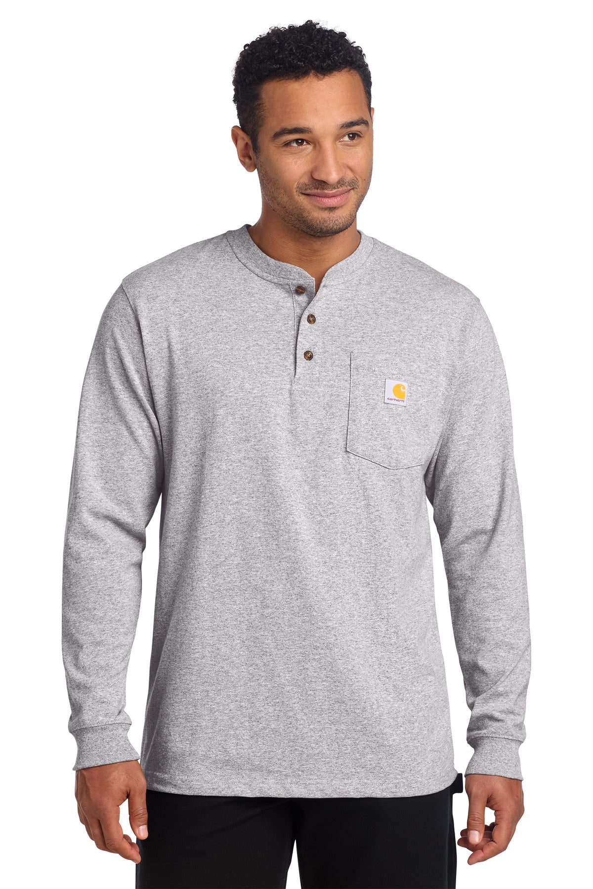 Carhartt Long Sleeve Henley T-Shirt - Heather Grey