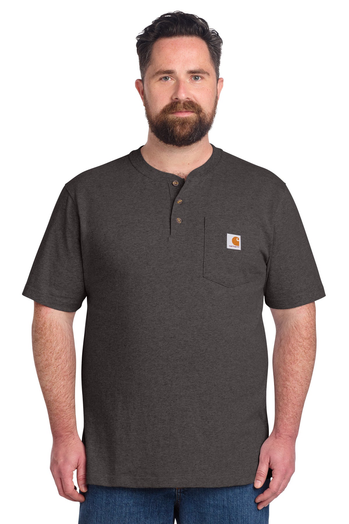 Carhartt Short Sleeve Henley T-Shirt - Carbon Heather