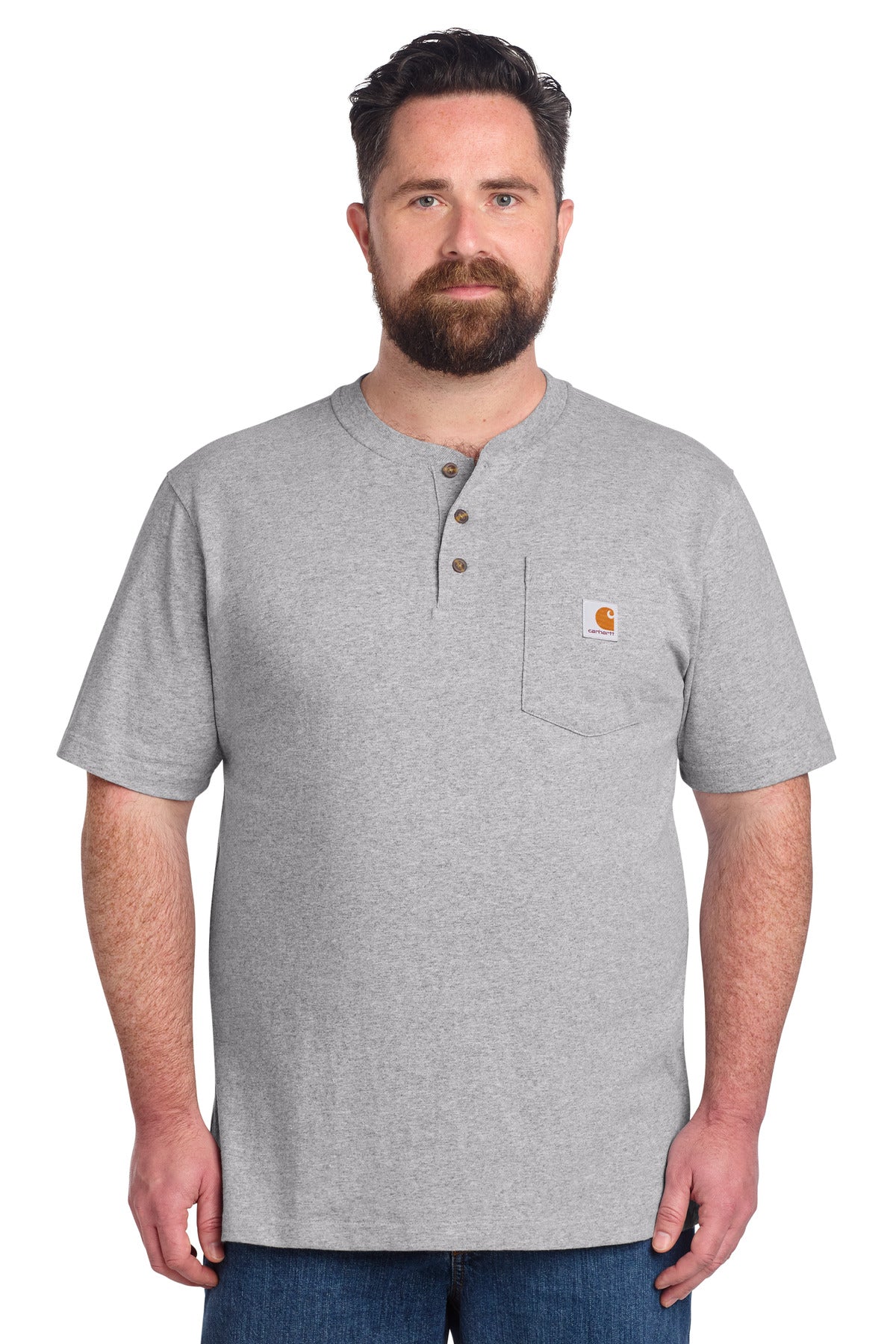 Carhartt Short Sleeve Henley T-Shirt - Heather Grey
