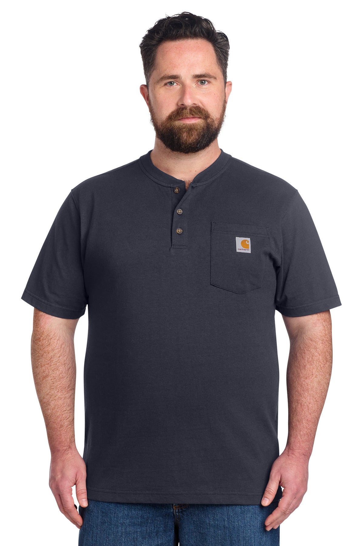 Carhartt Short Sleeve Henley T-Shirt - Navy