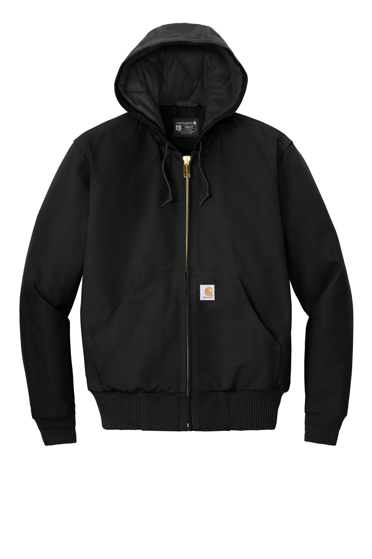 Carhartt Tall Quilted-Flannel-Lined Duck Active Jac - Black