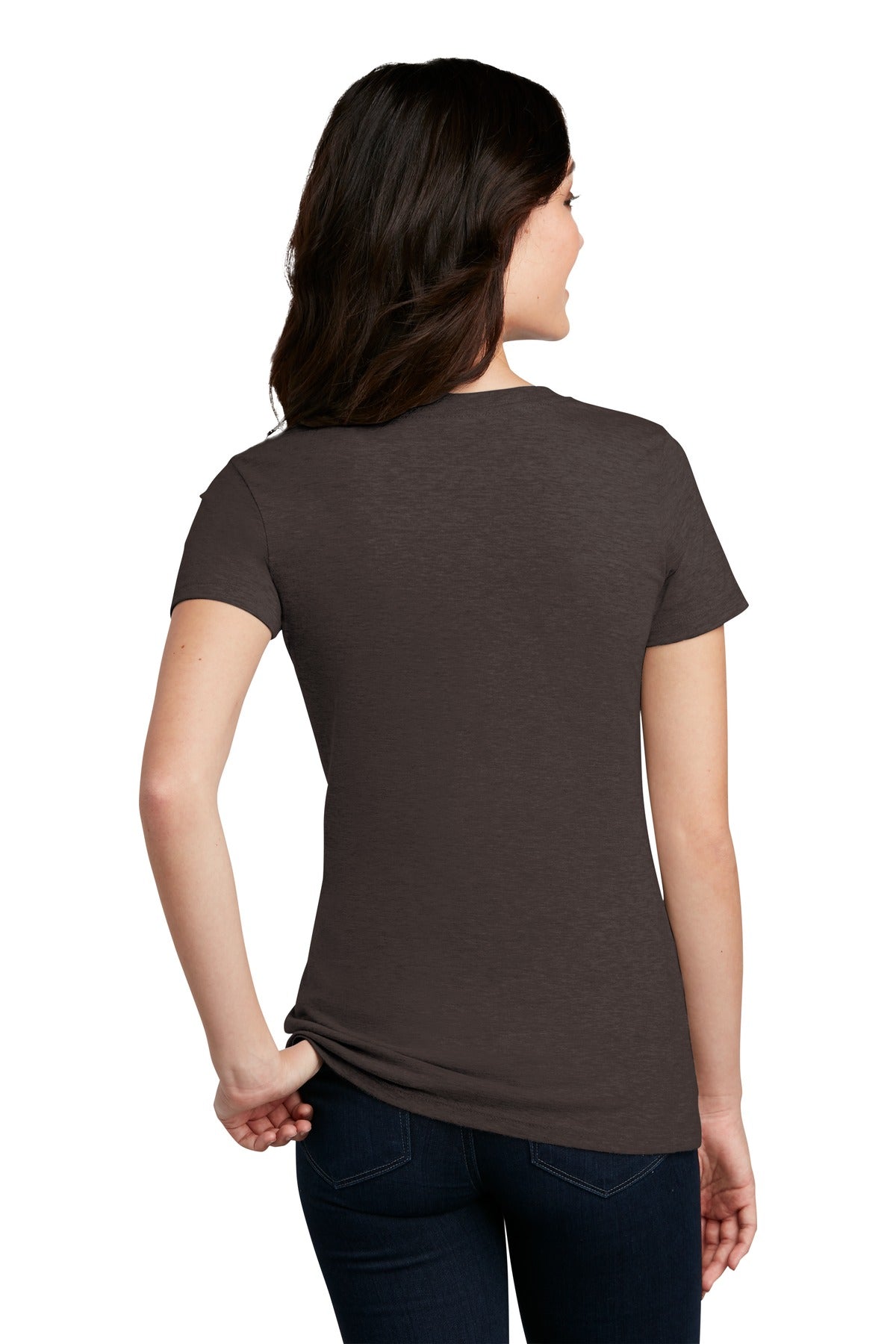 District  Women's Perfect Blend CVC Tee - Heathered Brown